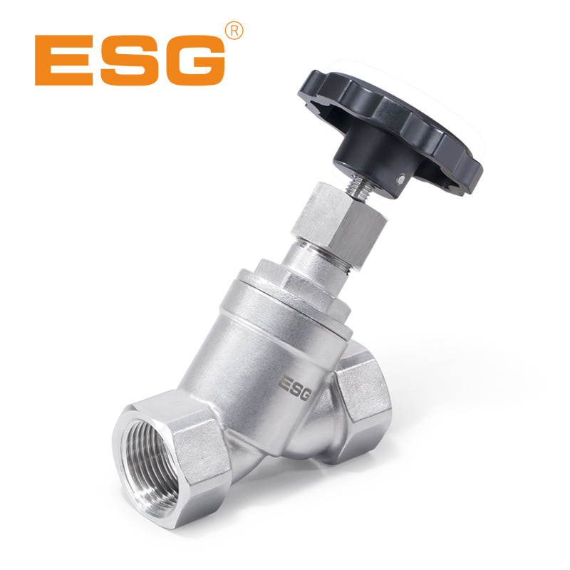 ESG不锈钢手动截止阀Y型角座阀丝扣304厂家DN15DN20角式螺纹