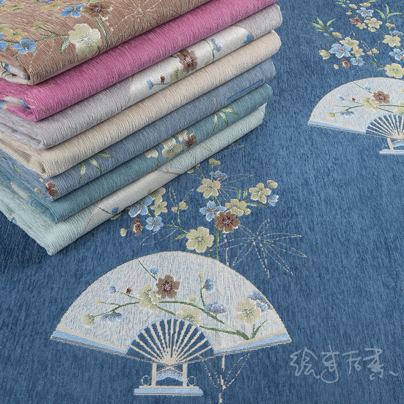 厂家批发中式色织布提花布料雪尼尔沙发布新古典面料软包防滑现货