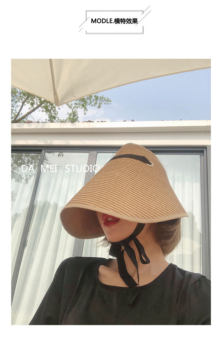 Fashion Sunscreen Big Brim Empty Top Straw Hat display picture 12