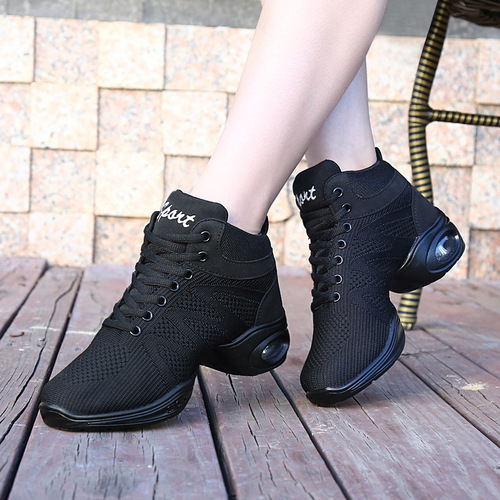Autumn tall-heel height-increasing dance shoes with soft soles, square dance shoes with mesh surface, adult dance shoes for jazz dance and modern dance
