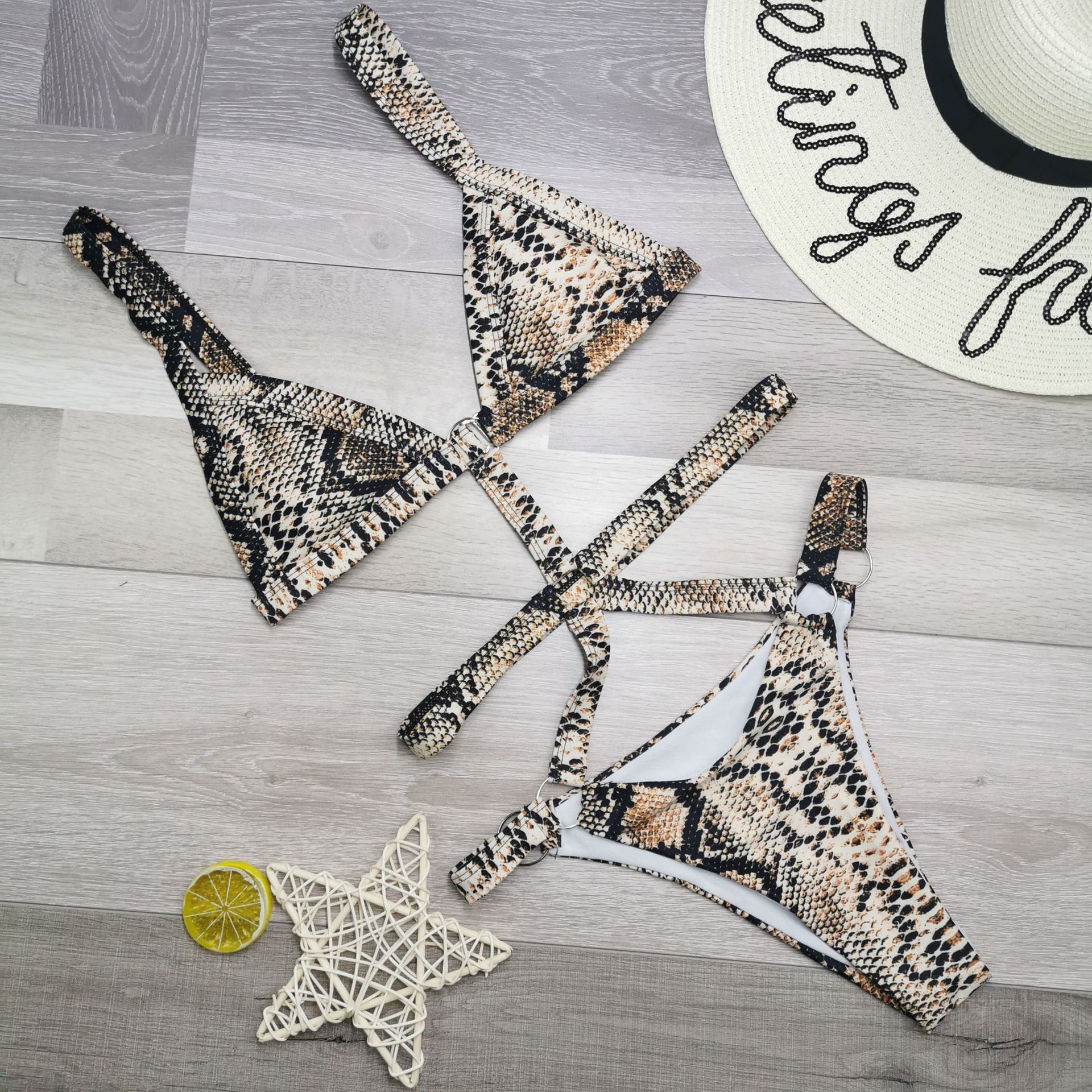 Women Swimsuit Leopard Print Snake Skin Pattern One Piece Swimwear Bikini