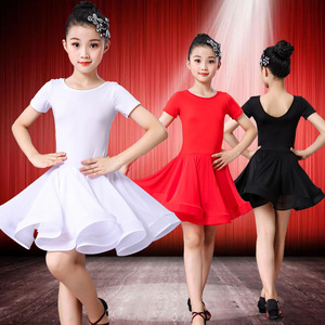 Children white red black Latin dance skirt children grading competition performance Dress girls latin training dance performance dress