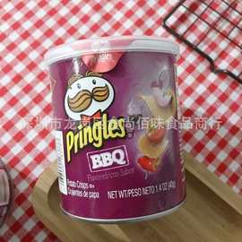 批发食品美国原装进口品客BBQ烧烤风味薯片休闲小零食40g12罐一箱