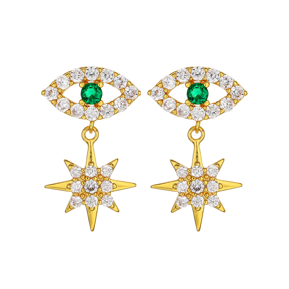 Fashion Exquisite Trend Demon Eye Earrings Snowflake Diamond Stud Earrings Star Short Earrings Nihaojewelry display picture 2