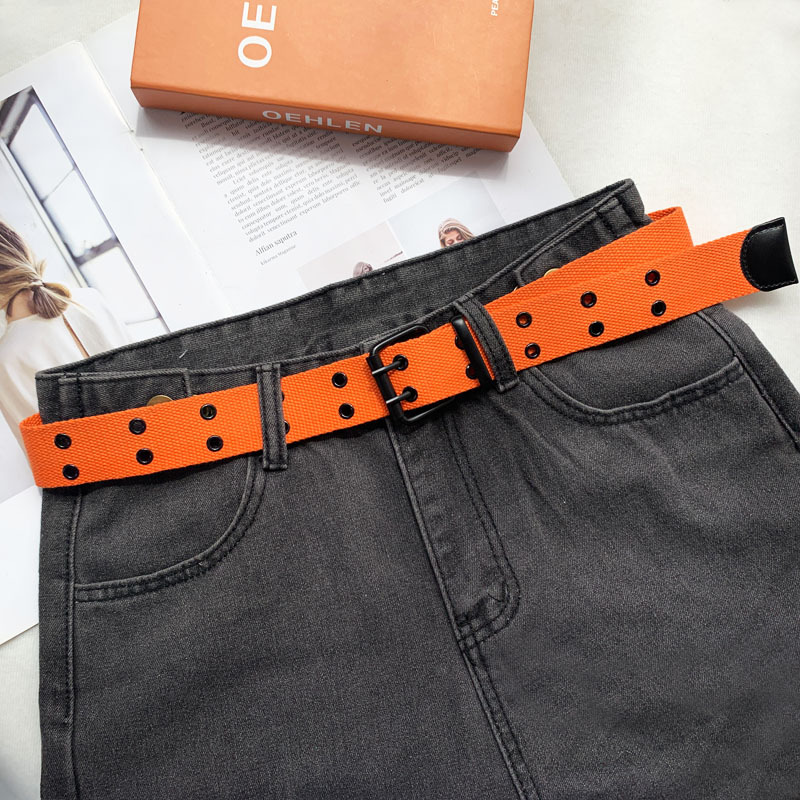 New Fashion Canvas Double Row Hole Belt display picture 12