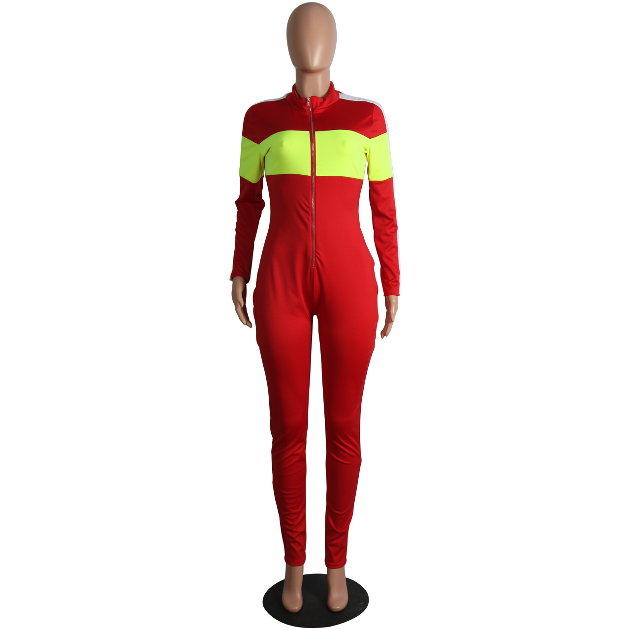 Popular Sports Deep V Plunge Multi Color Jumpsuit