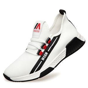 夏季新款小白鞋男士透气运动鞋内增高单鞋飞织休闲鞋厂家一件代发