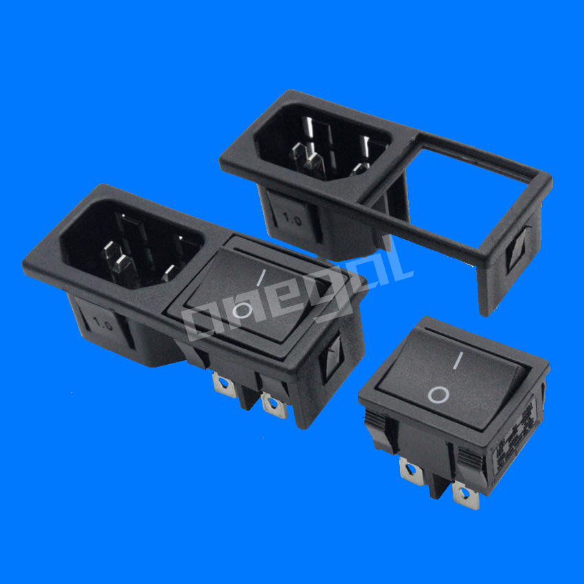 厂家直销配 C14品字插座 配21*24四脚二档船形开关带灯二合一插座