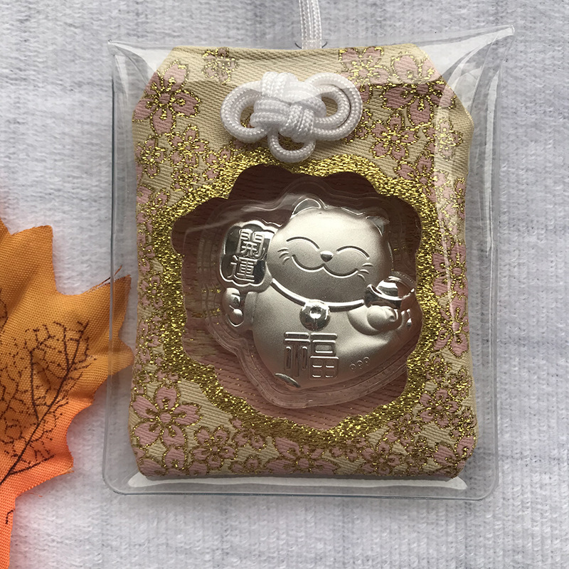 厂家批发 日本招财猫御守空福袋周大福开口金银挂件心愿成就 定|ms