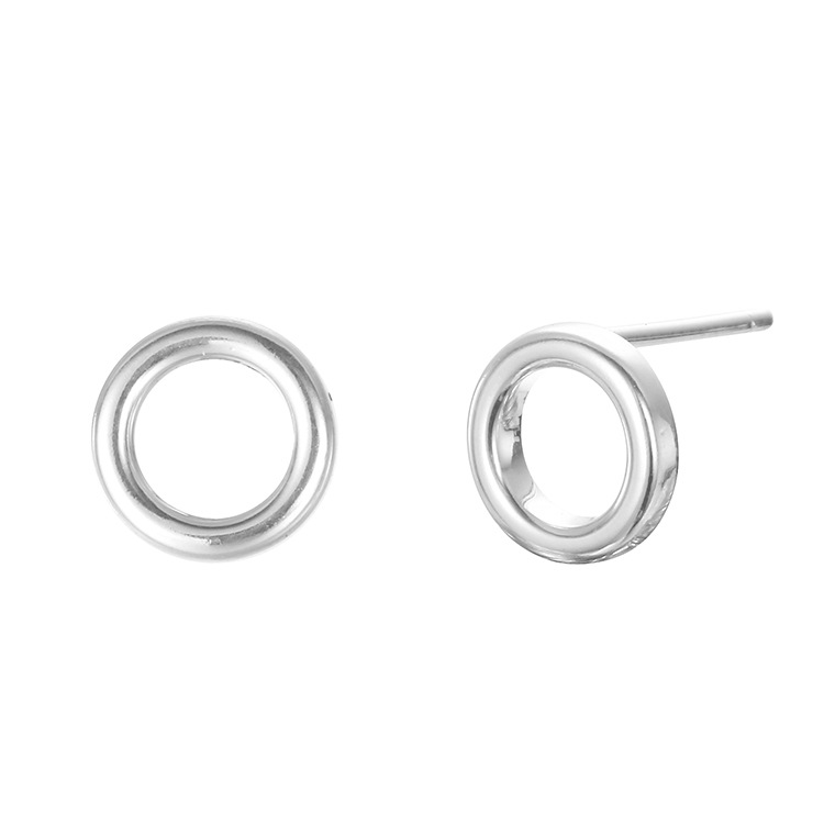 Hot-saling Simple Stainless Steel Hollow Geometric Round Women's 316l Earrings display picture 4