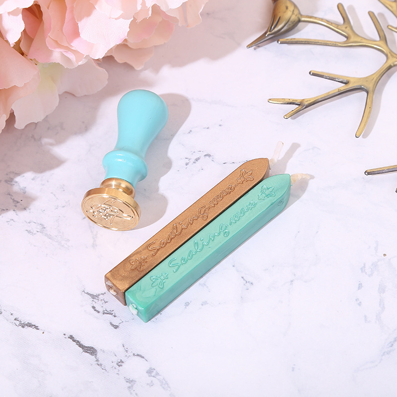 火漆印章 欧式复古火漆蜡套装木柄信封印章创意木工艺品印章定制