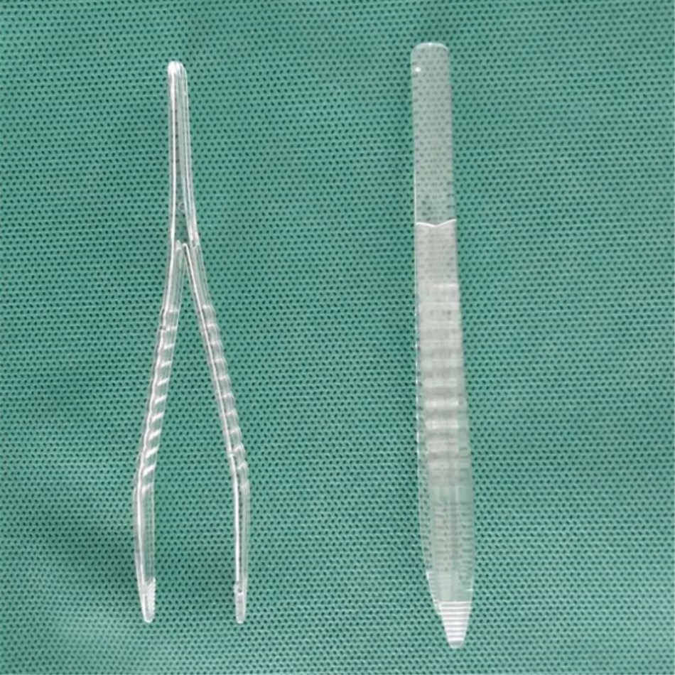 12.5cm透明塑料镊子 夹豆豆 防静电 DIY 一次性塑料镊子