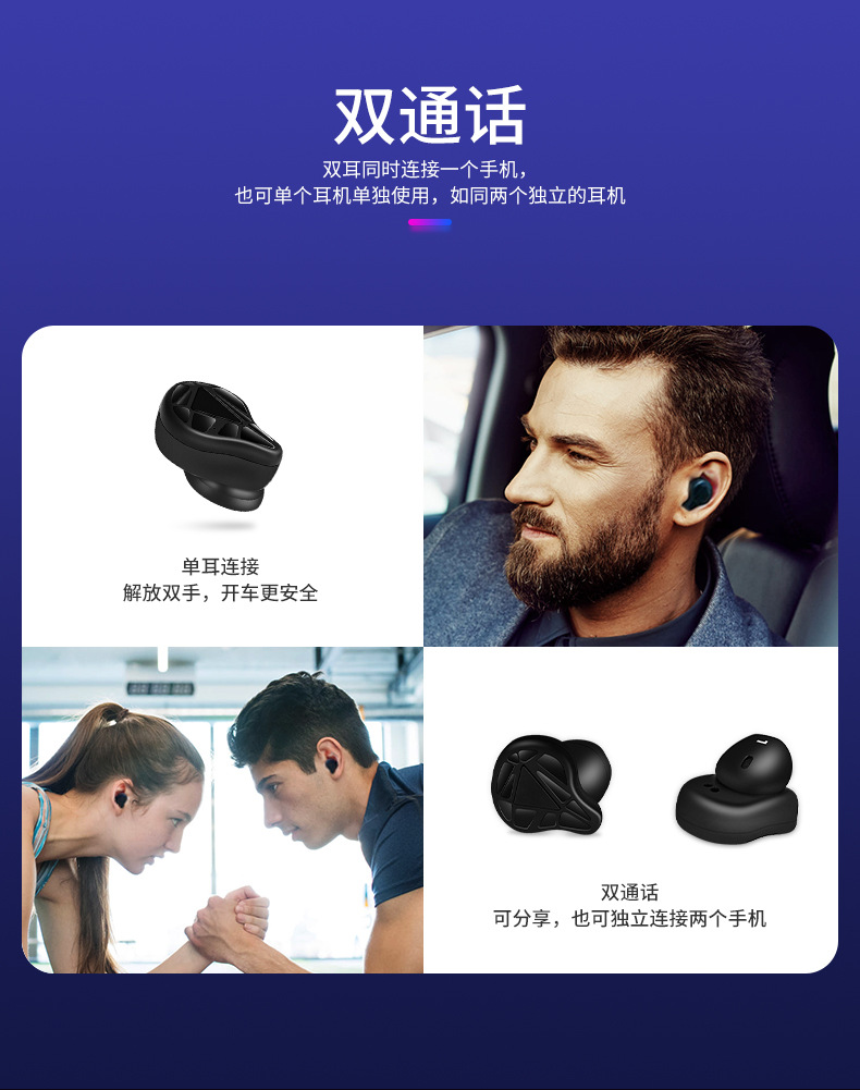 Casque bluetooth XING HAISHENG commande vocale fonction appel connexion multipoints - Ref 3379082 Image 19