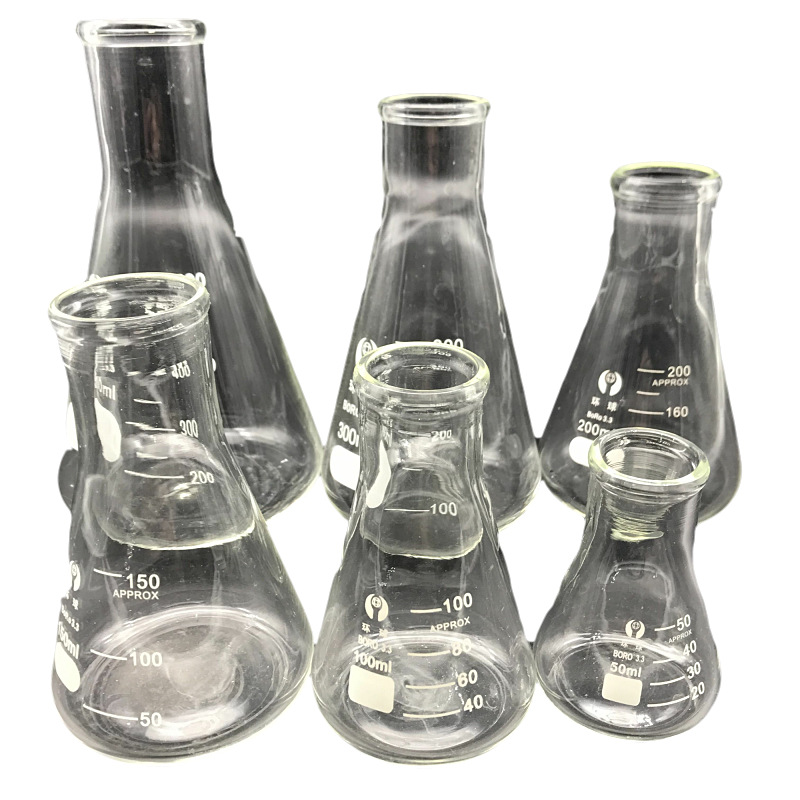 Glass Triangle flask 50ml100ml150ml250ml500ml1000ml wide mouth conical flask with plug