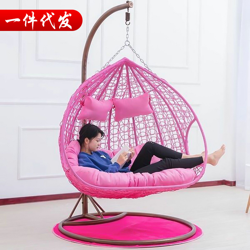 鸟巢吊篮室内秋千双人吊椅藤椅阳台庭院摇椅户外双人摇蓝|ru