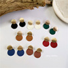 South Korean retro goods, round spray paint, spring universal earrings, fashionable accessory