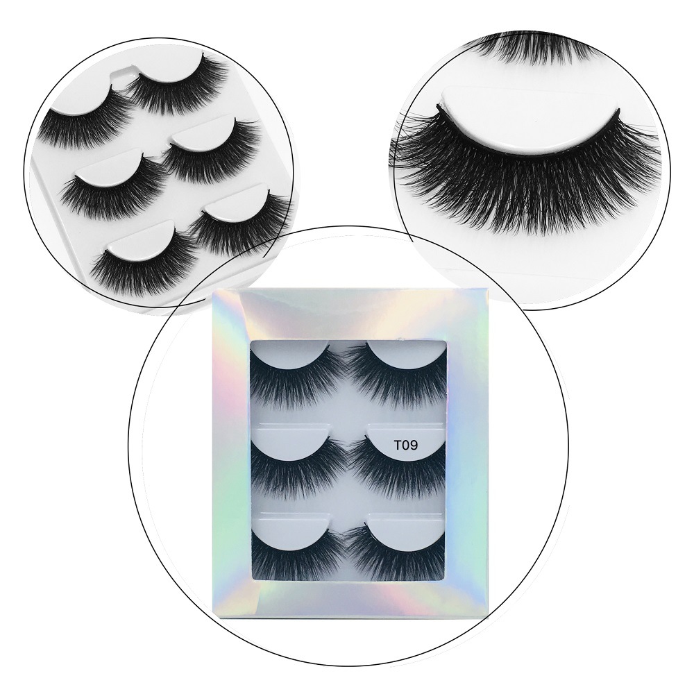 3 Pairs Of Mink Hair Long Thick False Eyelashes display picture 9