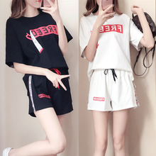 学生韩版套装女夏季短袖短裤时尚运动服宽松洋气休闲两件套潮夏天