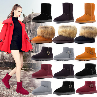 外贸跨境雪地靴女2021新款女鞋牛皮加绒加厚保暖棉鞋女秋冬棉靴女