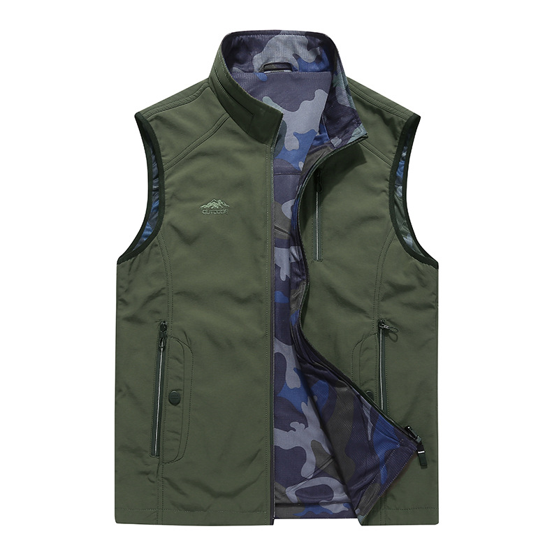 Transfronterizos de primavera y otoño nuevos hombres casual Chaleco de doble cara al aire libre Chaleco de camuflaje más tamaño chaleco 9933