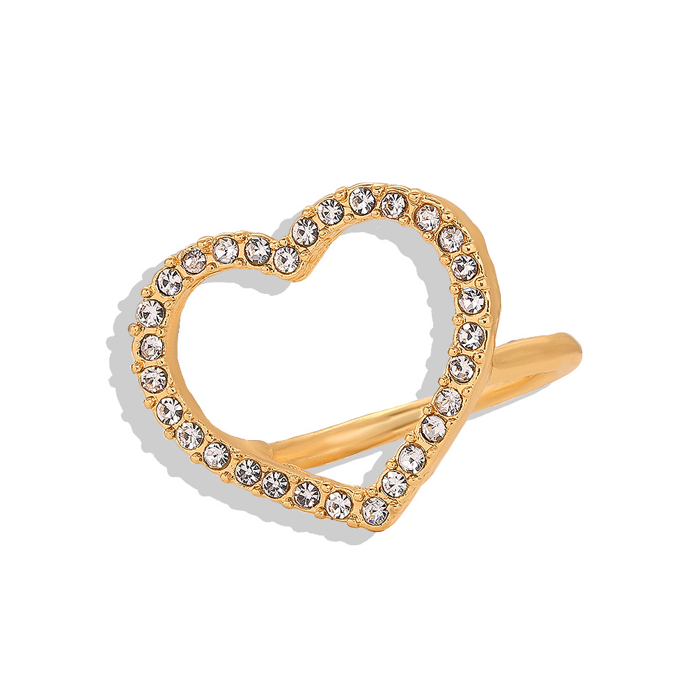 Heart-shaped Ring With Alloy Diamonds display picture 3