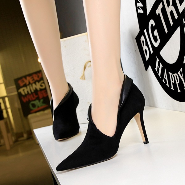 European and American fashion high heels women’s shoes suede pointy sexy night club show thin