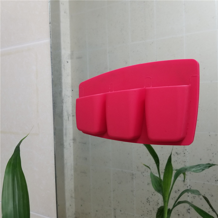 Silicone Cosmetic Brush Storage Box - Red