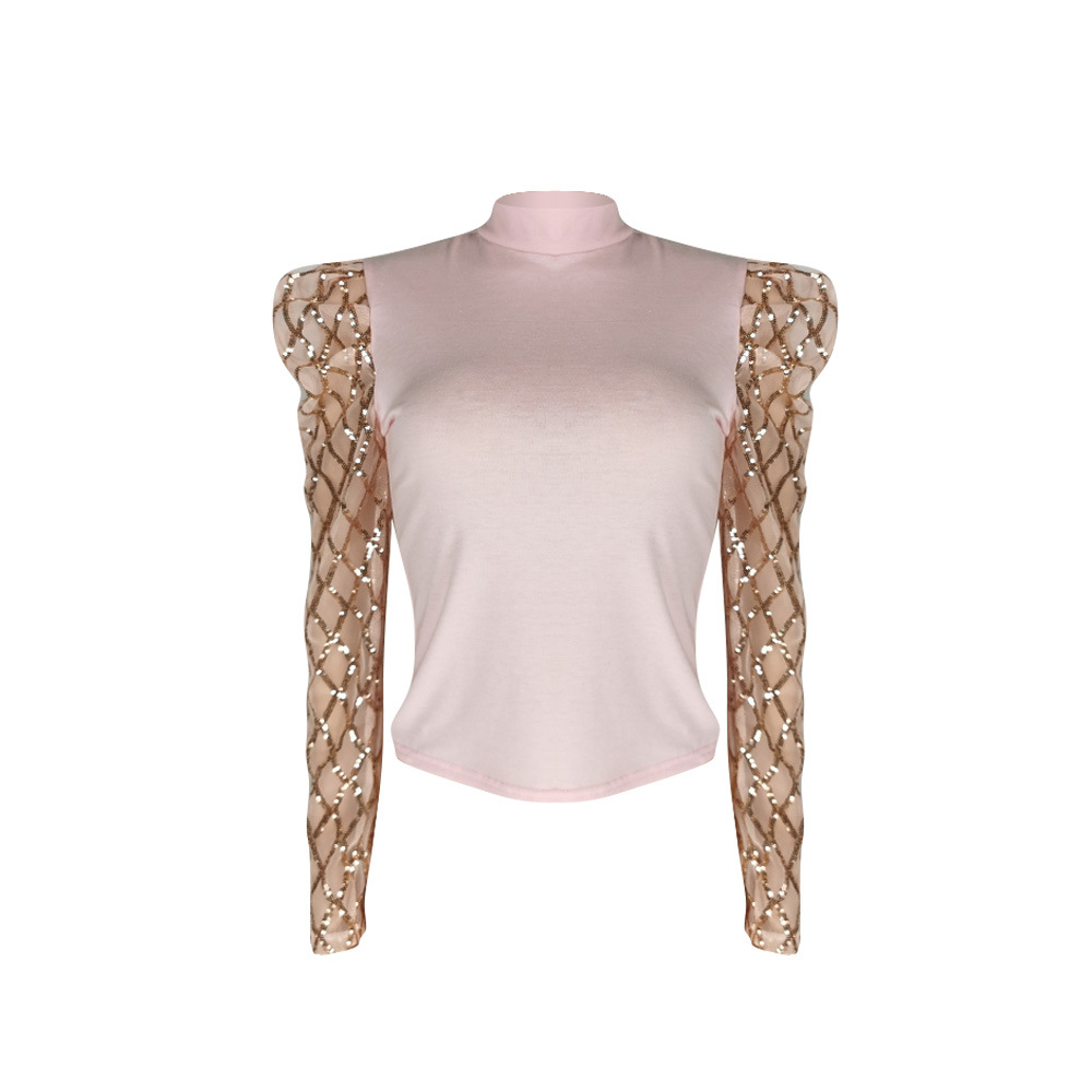 Women's T-shirt Long Sleeve T-shirts Sequins Elegant Streetwear Solid Color display picture 62