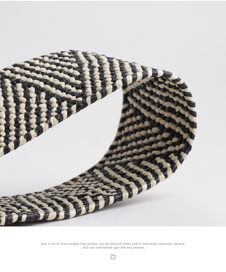 Women's Gender Classic Style Geometric Plastic Wood Straw Women's Woven Belts