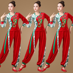 New Square Dance Costume Set Winter Cloud Skirts Gold Velvet Yangge Classical Dance Costume for Middle-Aged Performers