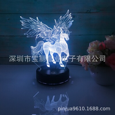 电商独角兽3d小夜灯热销触摸遥控独角兽小夜灯亚马逊现货出货快