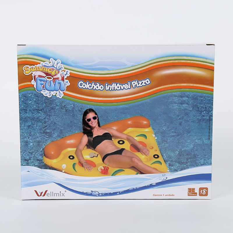 新款充气披萨彩色浮排成人水上坐垫礼盒定制上下翻盖包装盒批发
