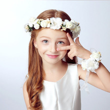 波西米亚儿童花环仿真花环套装舞台表演花环手工发箍白色花环头饰