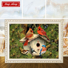 跨境diy新款5d钻石画客厅爆款小鸟风景卧室十字绣砖石贴钻画批发