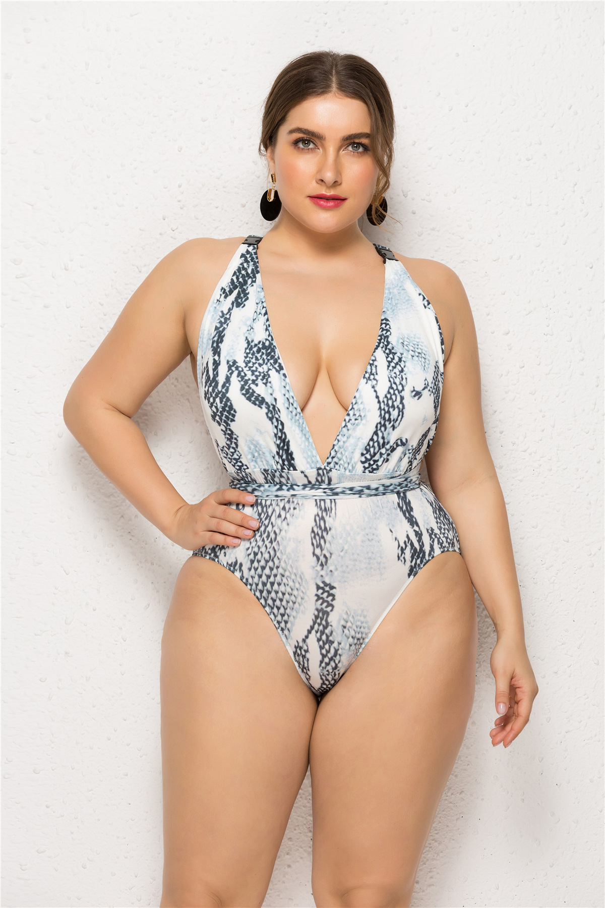 Plus size printing one-piece bikini  NSLM27921