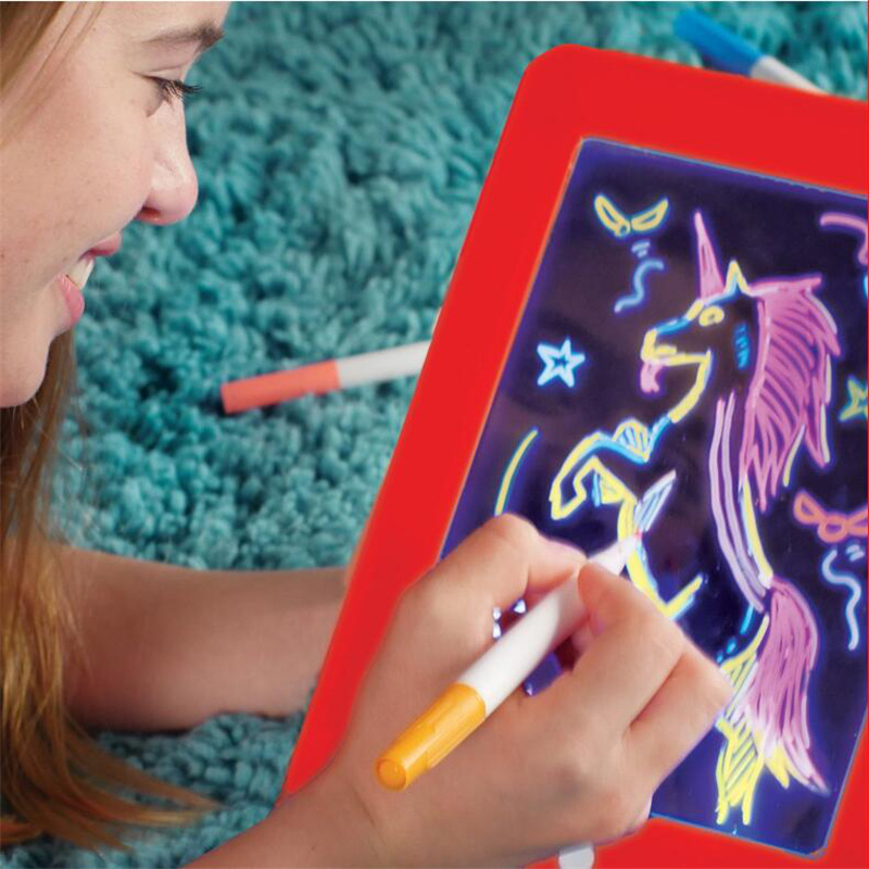 3D Magic Drawing Pad Luminous Light Drawing Board Graffiti Doodle Tablet Magic Draw with Light Kids Painting Fun Educational Toy