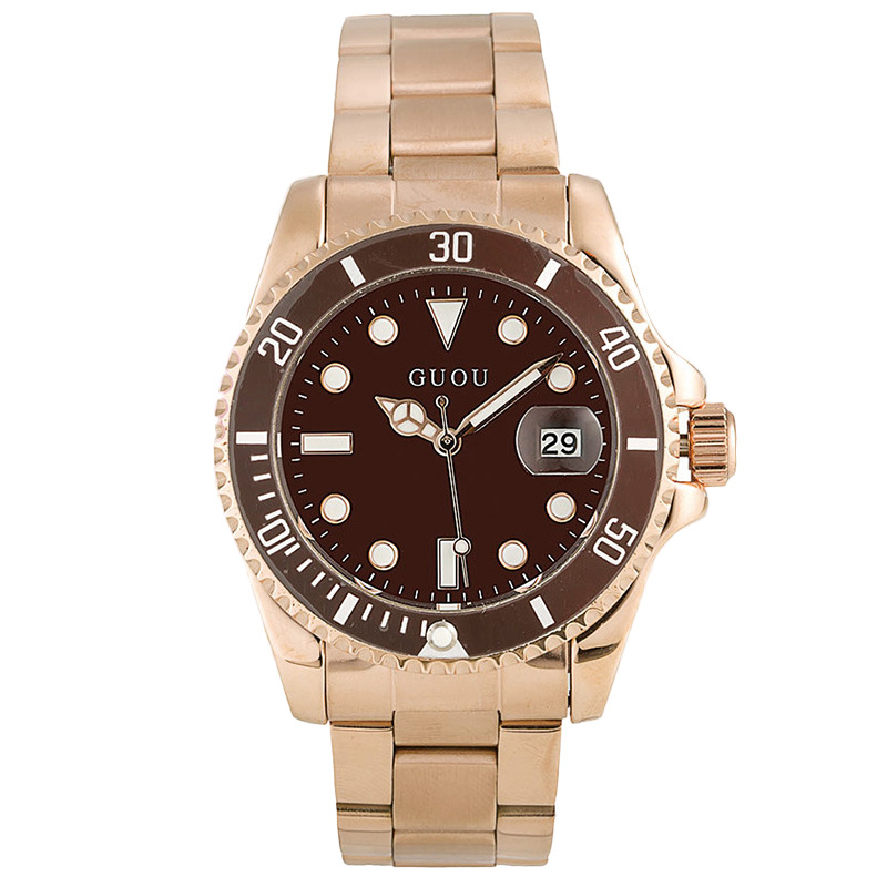 Guou guou nuevo reloj de mujer casual al por mayor correa de acero de cuarzo impermeable calendario tendencia reloj 8077