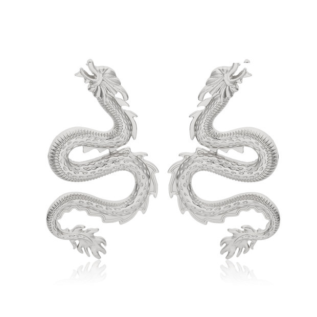 Heart-shaped Micro-set Earrings Geometric Zircon Dragon-shaped Earrings display picture 10