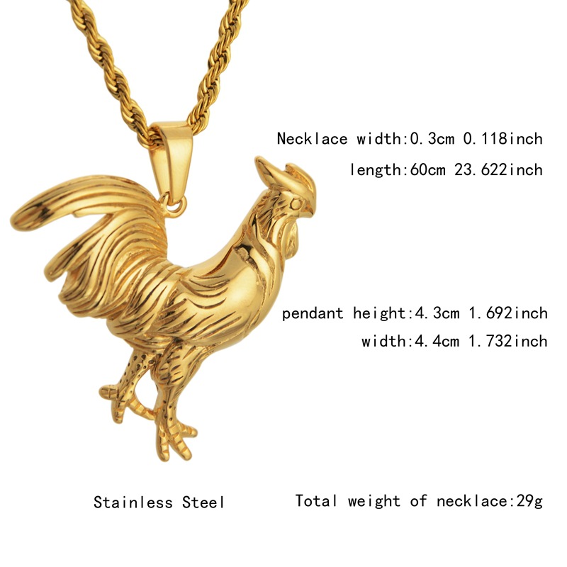 Pendant Necklace Classification Hip-Hop Retro Cock Titanium Steel Men's Pendant Necklace