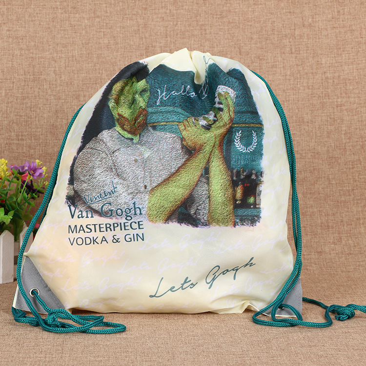 现货210D涤纶布束口袋定做尼龙抽绳袋拉绳背包袋定制双肩包束口袋