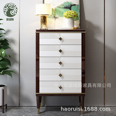 轻奢全实木五斗柜现代别墅样板房卧室收纳储物柜摆饰柜美式家具