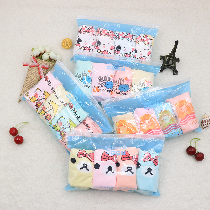 兒童內褲女童純卡通印花中大小學生平角棉短褲寶寶四角壹件代發