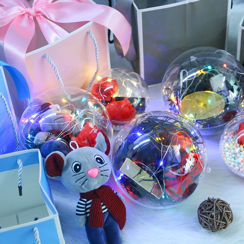 义乌慧楚网红爆款圆形透明水晶球口红香水盒伴手礼节日礼品纸盒|ms