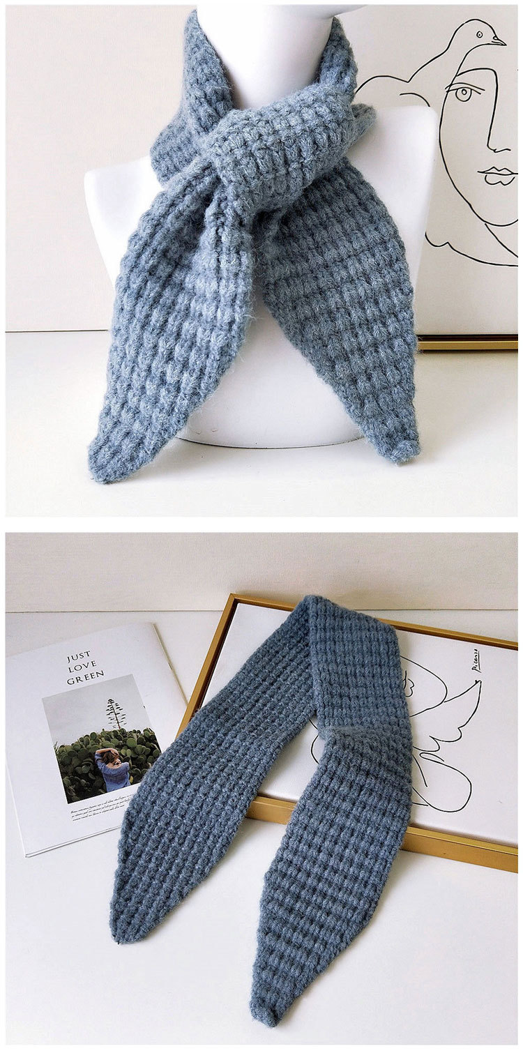 New Corn Grain Solid Color Scarf Knitted Wool Scarf Student Warm Scarf display picture 3