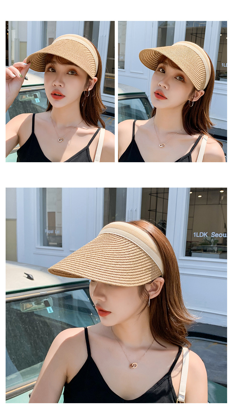 Fashion Empty Top Sunscreen Anti-ultraviolet Straw Hat display picture 9