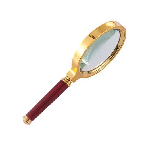 Online sales of 60/70/80/90mm handheld reading repair imitation mahogany handle high-definition magnifying glass for the elderly