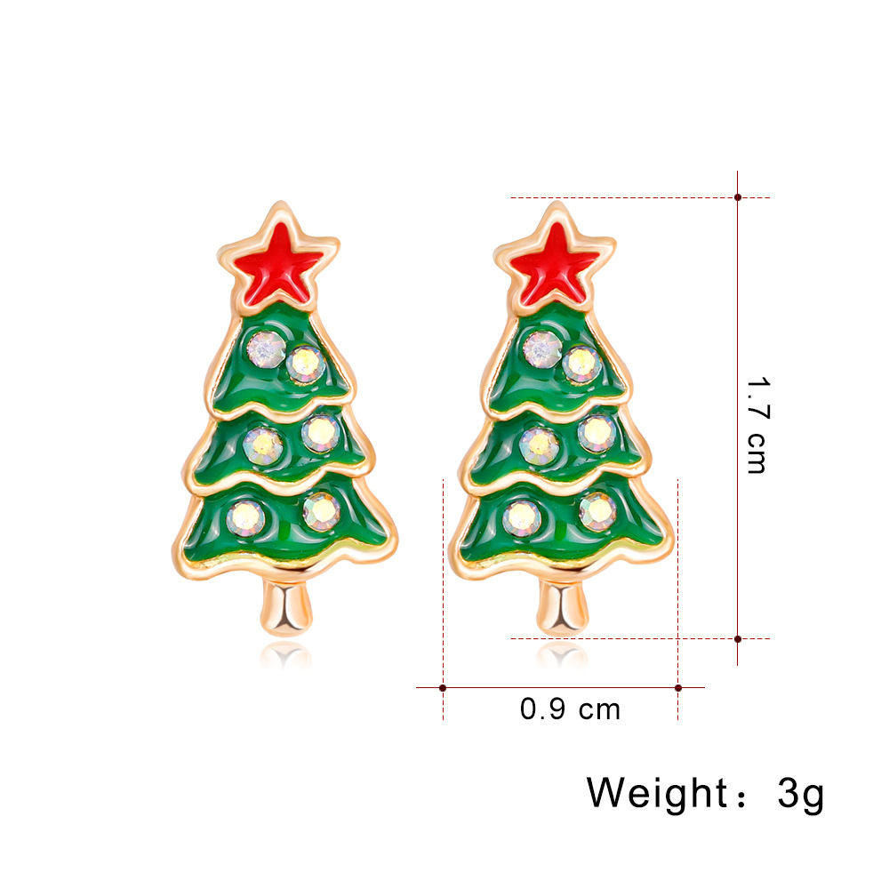 Cute Christmas Tree Apple Snowman Alloy Plating Rhinestones Women's Ear Studs 1 Pair display picture 17