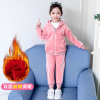 Children's clothing men and women Adidas Plush suit 2019 Paragraph children Siblings Autumn and winter thickening Jinsirong Two piece set