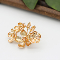 diy飾品配件鑄銅保色金銀花枝掛件古風新娘頭飾手工材料diy髮簪