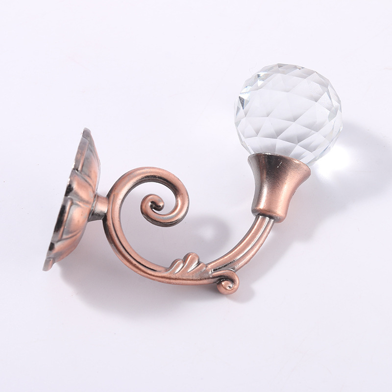 Cross-border supply European-style glossy crystal zinc alloy curtain hook curtain wall hook U-shaped crystal wall hook